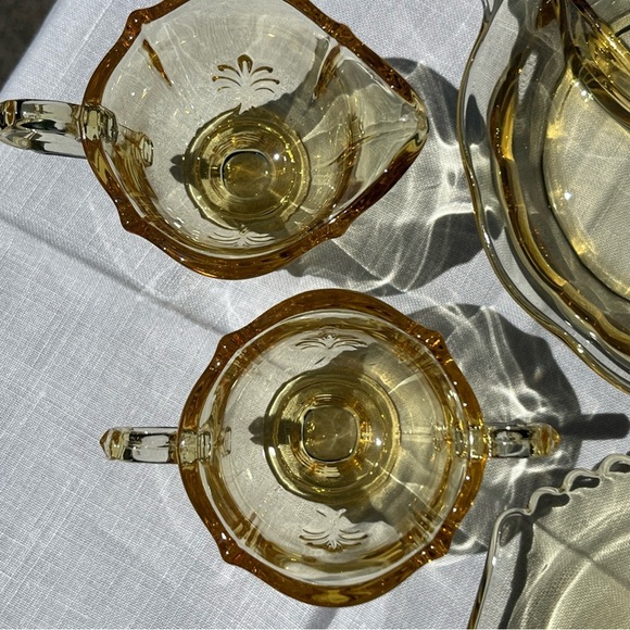 Lot of 4 Vintage Light Yellow Depression Glass Serving Dishes - Picture 8 of 12